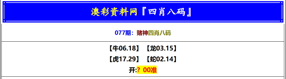 077期赌神四肖八码[图]
